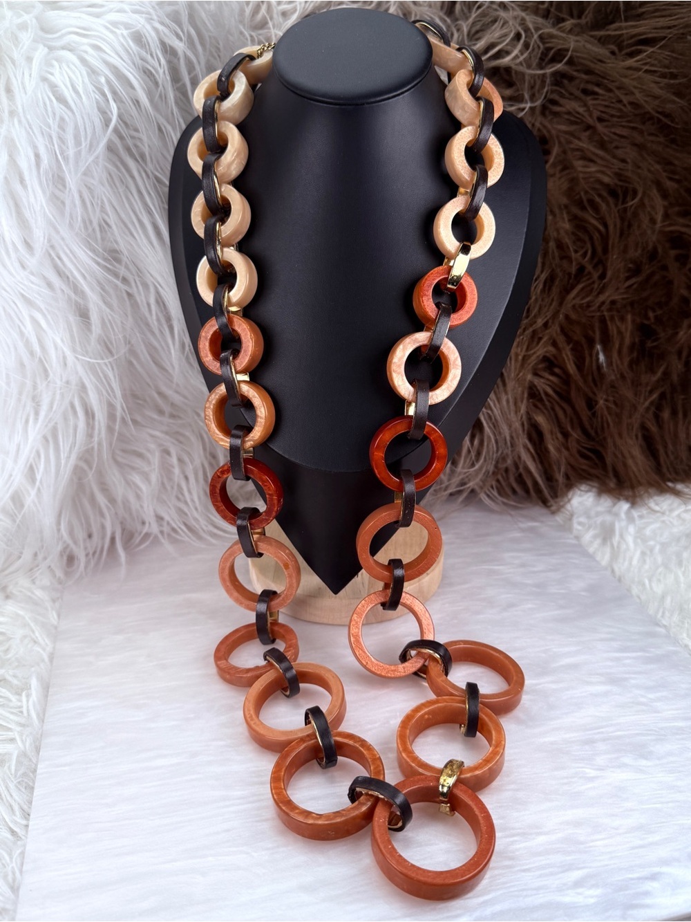 Super long, bohemian, chic chunky statement Chico’s necklace - Picture 3 of 9